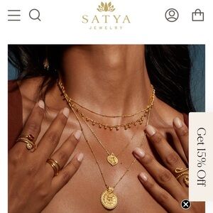 Satya Jewelry Necklace Set of 3: Joyful Choker, Peaceful Buddha, Gold Mandala.